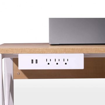 White US Standard Under Desk Power Strip with 3 Outlets and 2 USB Ports