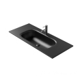 Oleah Modern White Wall-Hung Wash Basin: Durable Solid Surface Bathroom Sink
