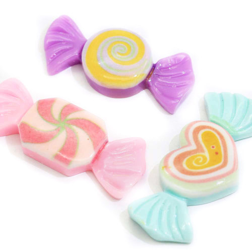 Hot Selling Kawaii Heart Candy Resin Cabochon Flat Back Beads For Handmade Craft Decor Beads Charms Room Ornaments Spacer