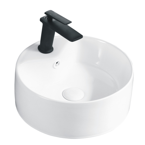 Counter Top Wash Basin Round Counter Top Ceramic Basin With Tap Hole Factory