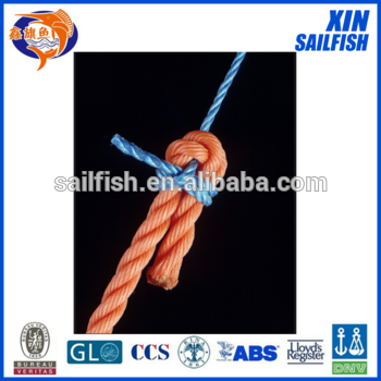 orange color3 strand polypropylene rope flat made in Shanghai city