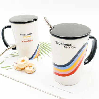 porcelain mug travel mug with spoon ceramic mug