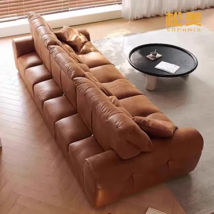 Tan Functional Leather Sofa