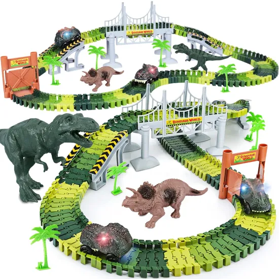 Popular DIY Dinosaur Race Track Car Set: Exciting Construction Railway Toy for Boys and Kids