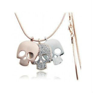 Alloy skeleton head crystal pendant