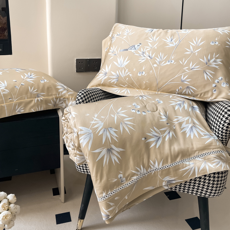 100% Modal Plant Pattern Bedding Set with Comforter and Duvet Cover