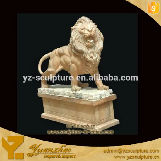 Stone Lion on Pedestal for home decoration