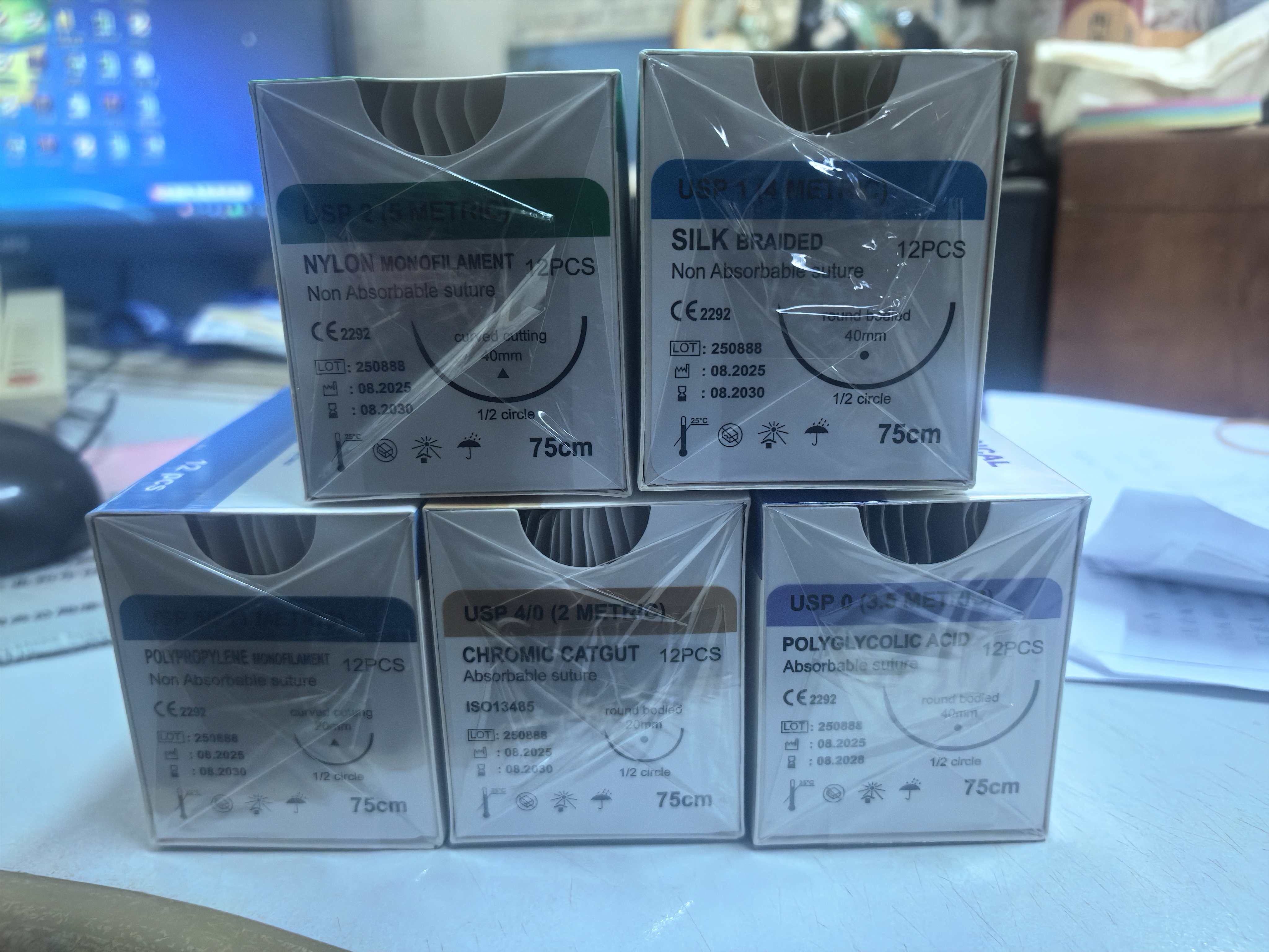 Медицинская нить шовная Хромовый кетгут 3 Метрический