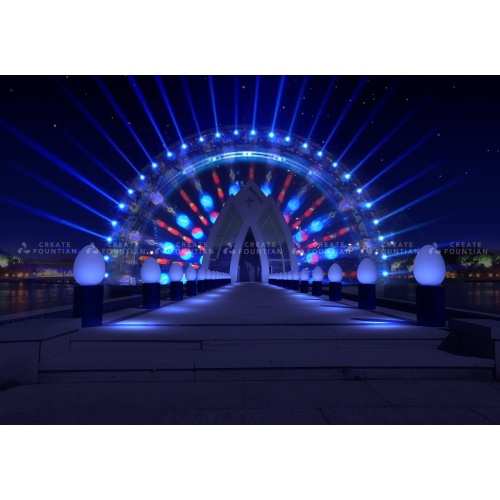 น้ำพุฉายจอน้ำกลางแจ้ง