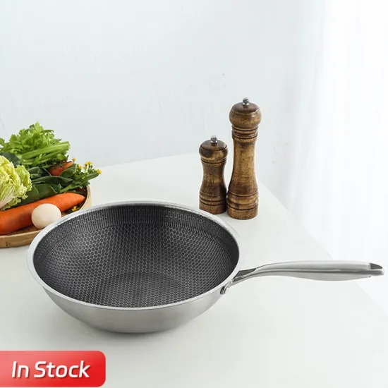 New Stainless Steel Honeycomb Round Nonstick Stir Frying Pan for Kitchen Cookware