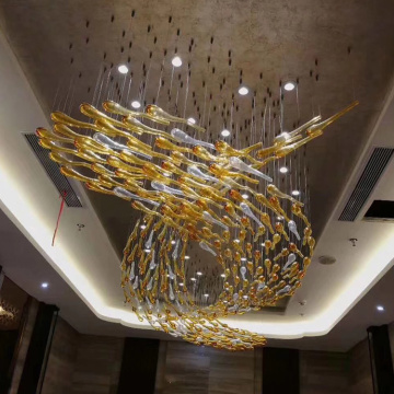 Холл отеля стекло АБС металл подвесной светильник люстра