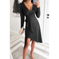 Women's Ruched Long Sleeve Wrap Dress