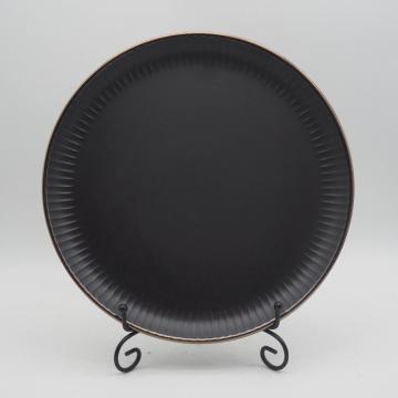 Conjunto mais popular de utensílios em cores preto e dourado, conjunto de utensílios de mesa de grés