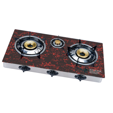 NOWOŚĆ 3 Burners Desktop GAS Hob Red Temperowane szklane szklane kuchenki Najlepszy piec gazowy