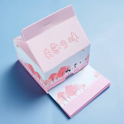 Cute Milk Box Memo Pad with Creative Sticky Notes for School and Diary Use