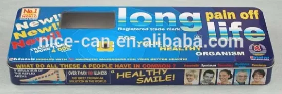 rectangular pencil tin box with clear window