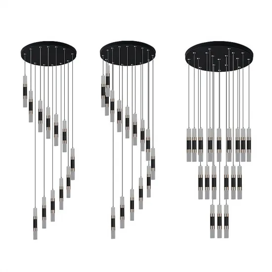 Hot Selling Rotating Staircase Villa Chandelier: Postmodern Minimalist Retro LED Ceiling Light with Remote Dimming