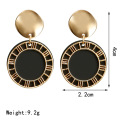 Geometric Circular Hollow Roman Numerals Sequins Drop Earrings Charm Disc Stud Earrings for Women and Girls Jewelry