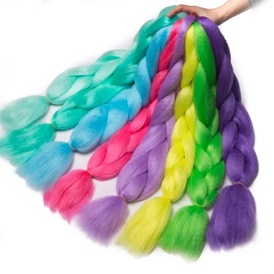 Colorful Hair Extensions pure colorful 24 inch 100 g/piece Synthetic hair Glowing Braids Luminous Braiding braids