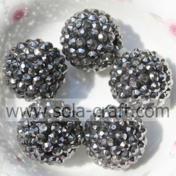 Factory Price Lead Black 20*22MM Solid Resin Rhinestone Ball Beads