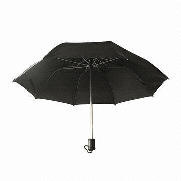 2-folding Umbrella with Manual Open, Zinc Plating Metal Frame, Round Plastic Handle, 170T Polyester