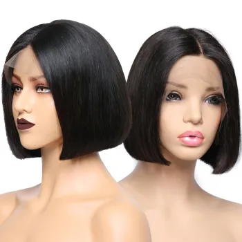 Virgin Cuticle Aligned Straight Wave Bob Human Hair Lace Front Wigs Wholesale Straight Wave Bob Lace Frontal Wig For Black Women