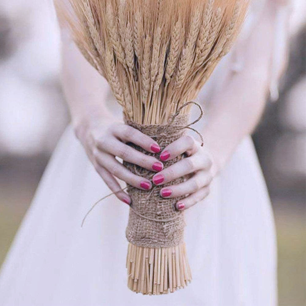 100Pcs Wheat Ear Flower Natural Dried Flowers for Wedding Party Decoration DIY Craft Scrapbook Home Decor Wheat Bouquet JP02