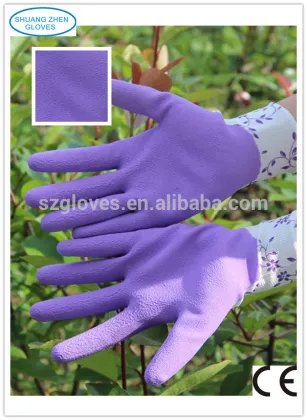 purple latex coated work foam gloves