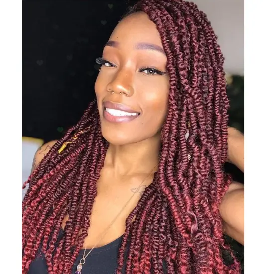 Aisi Beauty Goddess Faux Locs Red Crochet Braids Hair Extensions Synthetic Faux Locks Braids Hairpieces Synthetic Braiding Hair