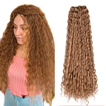 Ombre Brown Blonde 24Inches Water Wave Crochet Braids Hair Long Corn Curly Goddess Braiding Hair Synthetic Hair Extensions