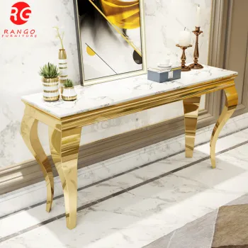 Marble Top Stainless Steel Legs Console Table for Living Room Furniture