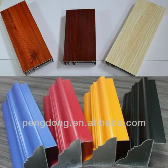 Aluminum profile with woodgain and powder coated color for Lybia market