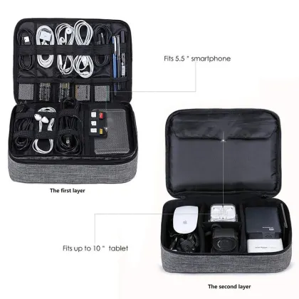 Free Sample Double Layer Travel Universal Cable Organizer Case for iPad Pro Electronics Accessories Storage Bag