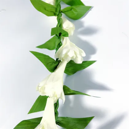 Braided Ti Leaves Lei Twisted with Tuberose Lei