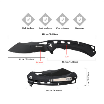 D2 Steel Outdoor EDC Folding Knife for Camping, Self Defense, and Survival