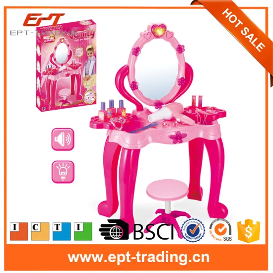 Good sale Girl series electric toys princess image light and music beauty dresser play set with Jewelry and Hair dryer