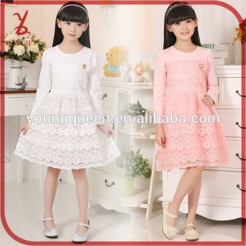 HLL39 Spring 2015 latest fashion long-sleeved girl lace skirt dress