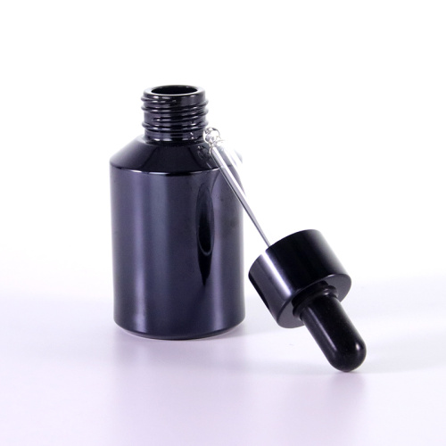 15ml black oblique shoulder glass dropper bottle