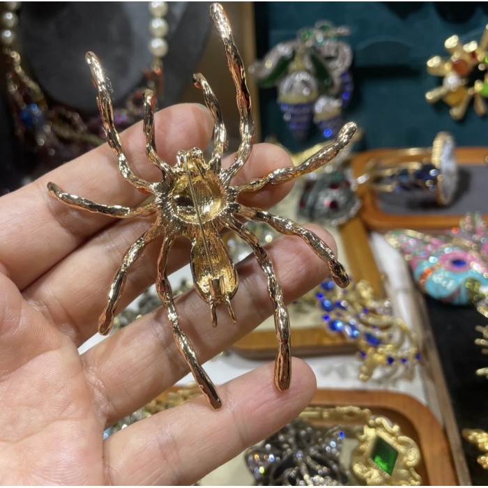 Broche de aranha de esmalte vintage