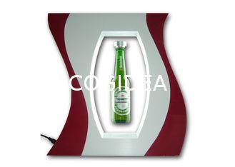 Logo Customized Turning Floating Bottle Display , Pop Displ