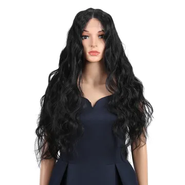Synthetic wig with baby hair body wave with closure and fake skin heat resistant lace front Synthetic hair wigs for black women