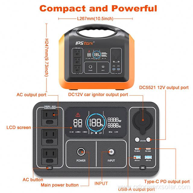 high capacity Lifepo4 battery 1800W solar power generator