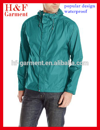 polyurethane coating rain jacket with knit polyester backing