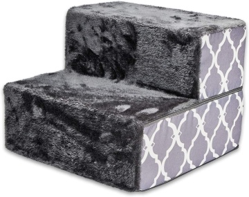 Portable Dog Stairs for Small Pets: Non-Slip, High Density, Firm Foam, Foldable 2-Step Design for Dogs and Cats