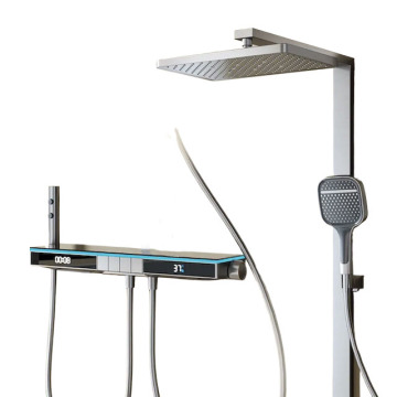 LED Illuminated Oversized Panel Shower Head Set with Boosted Nozzle, Piano Key Controls & Digital Display
