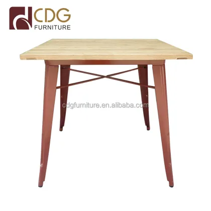 Cheap Industrial Wood Metal Cafe Shop Tables and Chairs