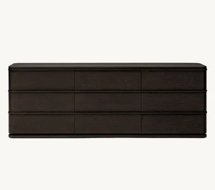 French Luxury Modern Oak Ligne 9-Drawer Dresser for Bedroom and Living Room