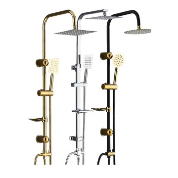 Brass Diverter Rain Brushed Gold Chromed Shower Kit with Telescopic Tube