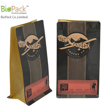 Bolsa de pie cuadrada de plástico de Cornstrach Compostable Prirning con Zipllock en la parte superior