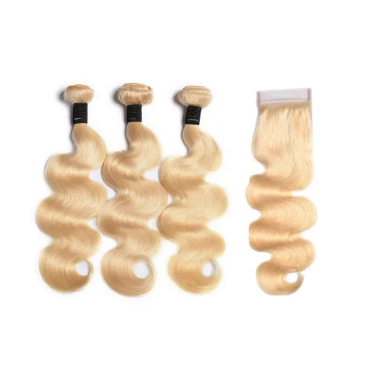 Cuticle Aligned Blond 613 Brazilian Virgin Hair Body Wave Human Hair 2/3 Bundles Machine Hair Weave Remy Stock within 24 Hours